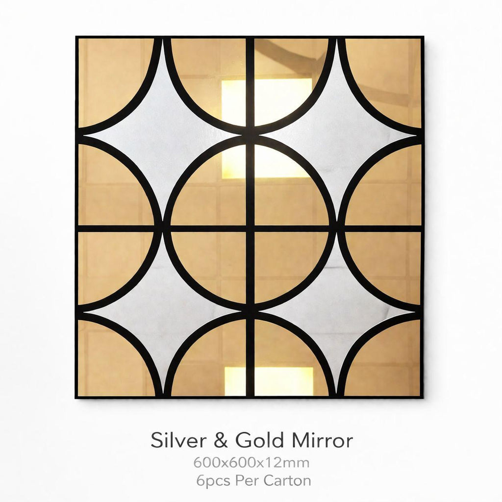 Silver & Gold Mirror Wall Panels 6pcs - Acoustic Wall Panels UK