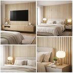 Beige PVC Acoustic Slat Panels - Durable, Moisture - Resistant Sound Absorbing Wall Panels - Acoustic Wall Panels UK
