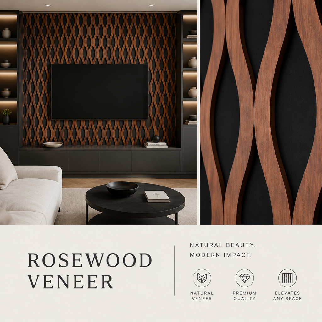 Rosewood Veneer Premium Acoustic Slat Panels
