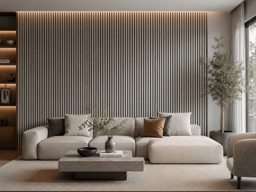 Gray Limestone Premium Acoustic Slat Panels - Acoustic Wall Panels UK