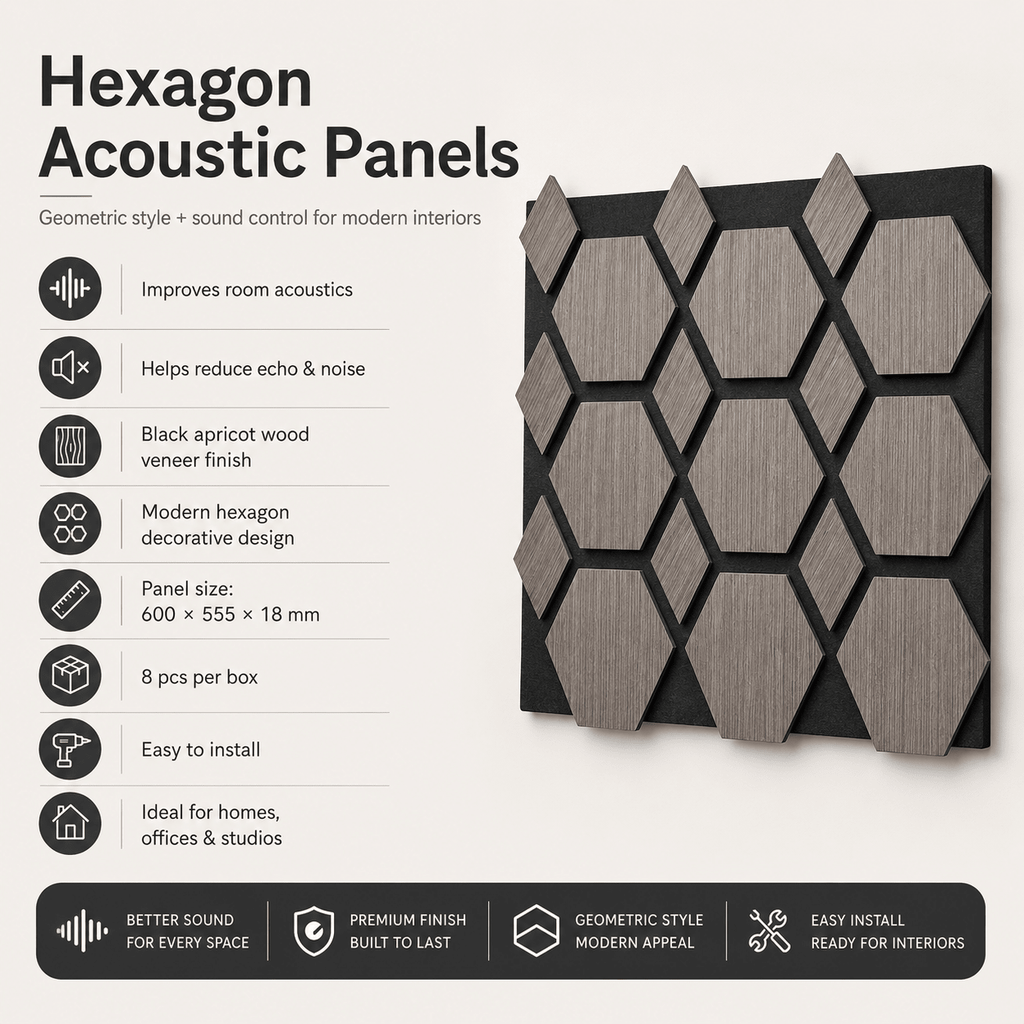 Black Apricot Premium Acoustic Panels 8pcs - Acoustic Wall Panels UK