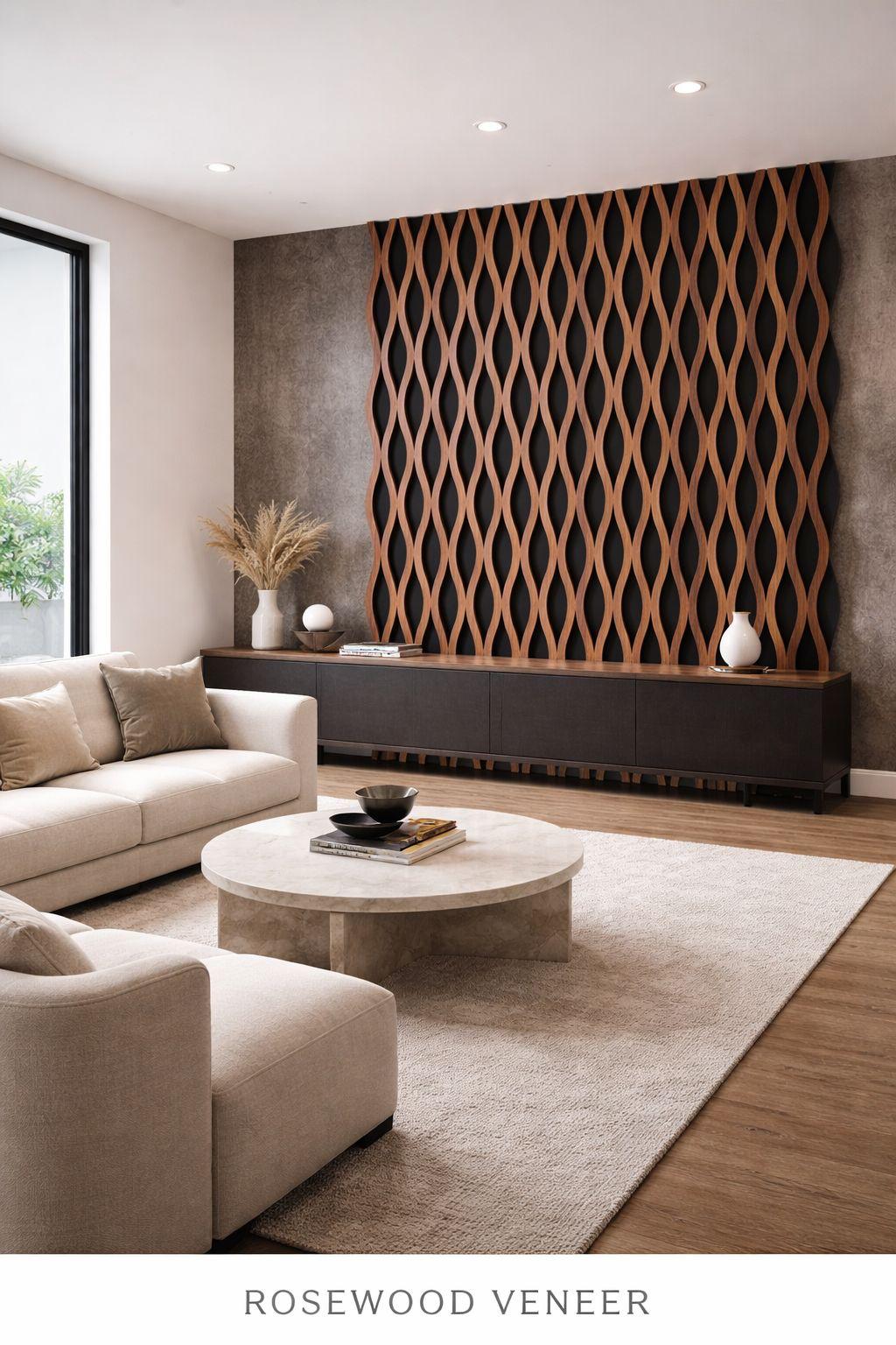 Rosewood Veneer Premium Acoustic Slat Panels - Acoustic Wall Panels UK