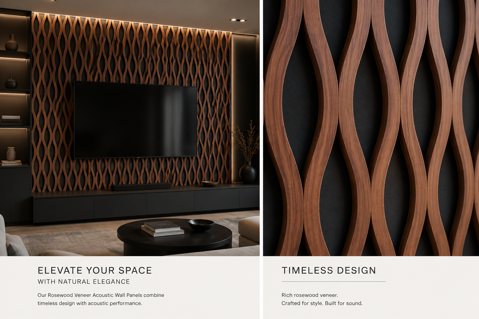 Rosewood Veneer Premium Acoustic Slat Panels