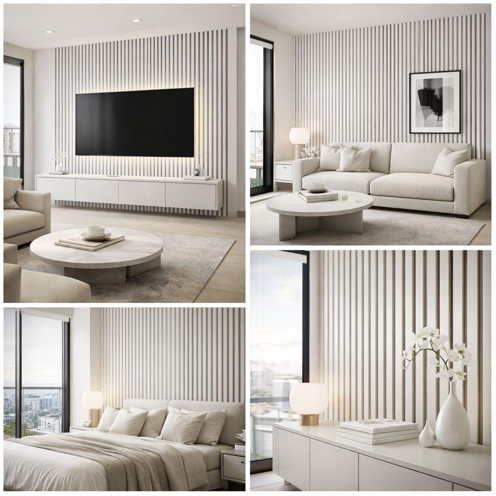 Porcelain White Premium Acoustic Slat Panels - Acoustic Wall Panels UK